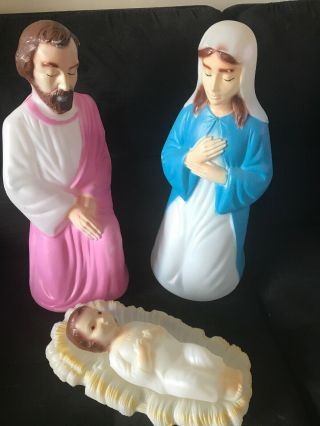Vintage Empire Light Up Nativity Blow Mold Holy Family No Lights 4pc 18”