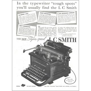 1937 L C Smith: Typewriter Tough Spots Vintage Print Ad
