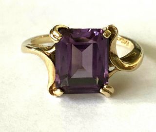 Vintage Baden & Foss B&f Synthetic Sapphire 10k Yellow Gold Ring Sz 6.  5