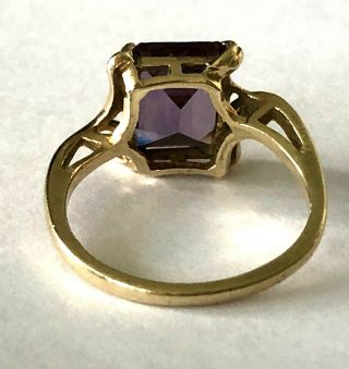 Vintage Baden & Foss B&F Synthetic Sapphire 10K Yellow Gold Ring Sz 6.  5 3