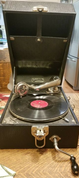 Vintage Caswell Giantone Portable Windup Phonograph