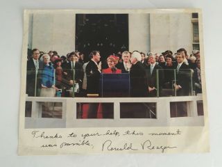 Signed President Ronald Reagan Photograph Inauguration January 20,  1981 8 " X 10 "