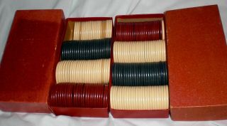 Vintage Clay Poker Chips - Red,  White,  And Blue - 192 Total