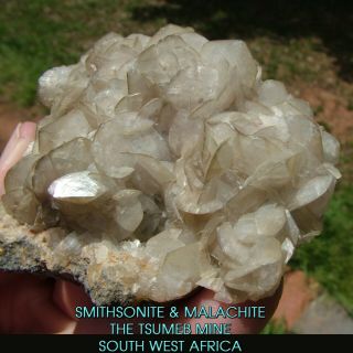 Smoky Smithsonite Crystal Cluster Malachite Tsumeb Mine Circa 1982