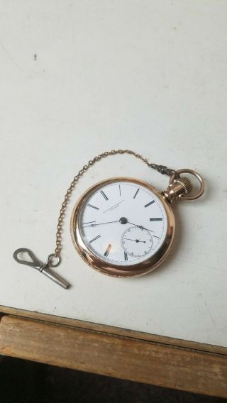 Vintage 18 Size 1876 Rockford Keywind Pocket Watch