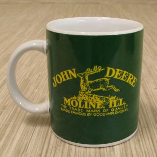 John Deere Moline Ill.  Coffee Tea Cup Mug Ceramic Green Yellow White Kitchen