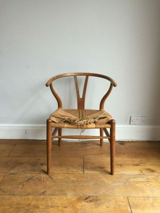 Vintage 1950s Hans Wegner Wishbone Chair For Carl Hansen Danish Retro