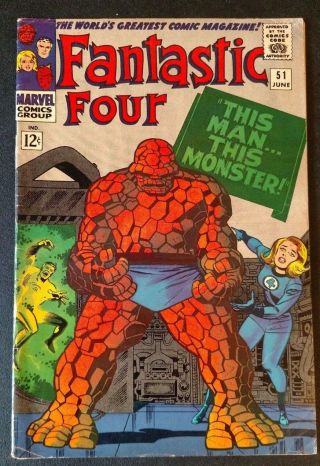 Fantastic Four 51 (jun 1966,  Marvel) Mid - Grade Early Ff Collectible