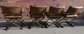 Vintage 1980 4 Milo Baughman Style Directors Dining Chairs Can Ship X Frame Wood 2