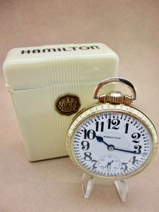 Vintage Hamilton 992 Pocket Watch & Bakelite Case - In Extra Fine