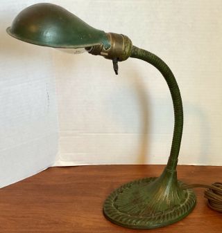 Vintage Eagle Gooseneck Table Desk Lamp Cast Iron Antique Rewired