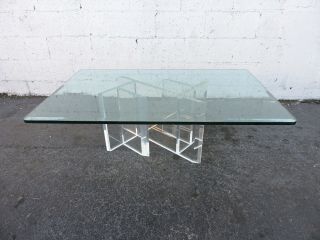 Mid Century Modern Lucite Glass Top Coffee Table 8153