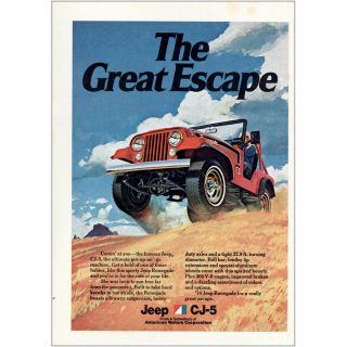 1974 Jeep Renegade Cj5: The Great Escape Vintage Print Ad
