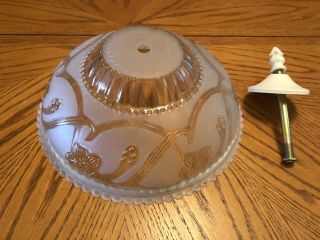 Vintage Frosted Embossed Beaded Glass Ceiling Mount Light Fixture Shade