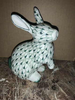 Andrea By Sadek Hand Painted Fishnet Bunny Rabbit Figurine 6” Tall