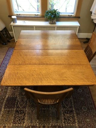 antique quartersawn oak Dining Table 2
