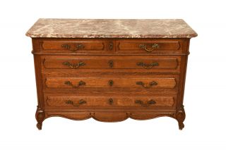 Nicely Sized French Marble Top Dresser,  1920 