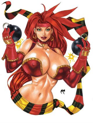 Red Monika Battle Chasers Art Sexy 9 X 12 Da Bombs By Chris Foulkes