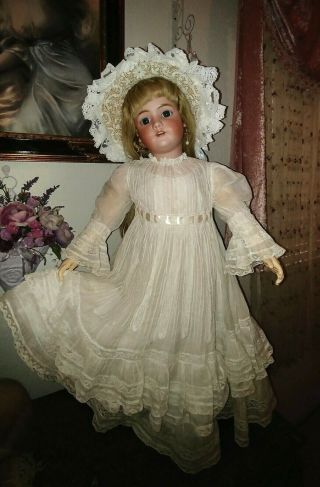 Antique Victorian French Lace Child Dress For Large Jumeau,  Bru Or German Doll
