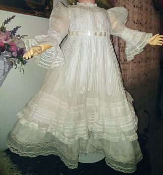Antique Victorian French Lace Child Dress for LARGE Jumeau,  Bru or German Doll 3