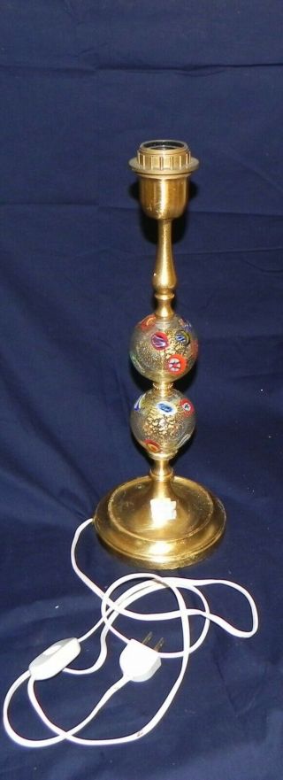 Vintage Murano Glass Table Lamp With Brushed Gold Finish