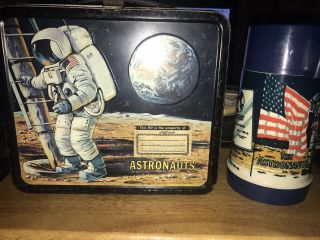 Vintage 1969 The Astronauts Metal Lunchbox And Thermos Apollo 11 Aladdin Rare