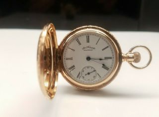 Antique 14k Double Hunter Case Pocket Watch Aw Co.  Waltham,  Not Running