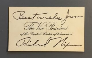 A2zed Vice President Richard Nixon Autopen? Signed White House Card Best Wishes