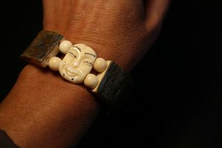 Old Eskimo Yupik Inuit Bering Strait Uelen Work Face bracelet 3