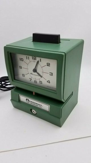 Vintage Acroprint 125nr4 Print Time Recorder Retro Punch Clock 120v 3w No Key