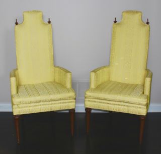 Vintage Mcm Mid Century Hollywood Regency High Back Throne Chairs A Pair
