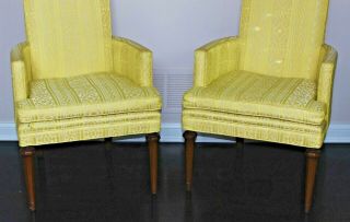 VINTAGE MCM MID CENTURY HOLLYWOOD REGENCY HIGH BACK THRONE CHAIRS A PAIR 2