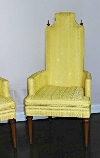 VINTAGE MCM MID CENTURY HOLLYWOOD REGENCY HIGH BACK THRONE CHAIRS A PAIR 3