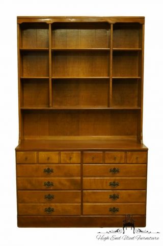 Ethan Allen Heirloom Nutmeg Maple Crp 48 " Double Dresser W.  Open Bookcase Hut.