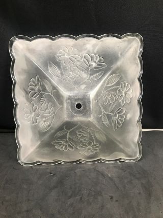 Vintage Glass Shade Ceiling Light Fixture Art Deco Frosted Cut Clear Floral