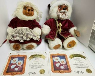 Vtg 1988 Raikes Mr/mrs Santa Claus Christmas Set W Boxes,  & Tags Hunt.  Bch