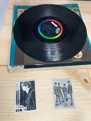 Meet The Beatles Vinyl - Two Computer Signed George Harrison And Ringo Star Card