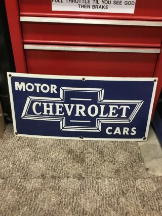 Vintage Chevrolet Motor Cars Metal Porcelain Gas Oil Sign