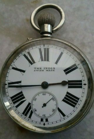 The India Winding Pocket Watch Porcelain Dial Vintage