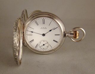 133 Years Old Waltham " A.  W.  Co.  " Multicolor Coin Silver Hunter Case Pocket Watch