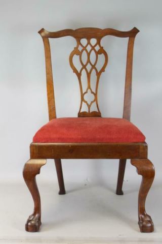 Rare 18th Boston Chippendale Cabriole Leg Ball & Claw Foot Chair Gothic Splat
