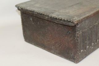 RARE PILGRIM PERIOD 17TH C CARVED ENGLISH BIBLE BOX IN OLD SURFACE 2