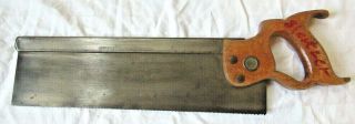 Vintage Henry Disston & Sons No.  4 - 14inch Back Saw 12ppi - 1896 To 1917