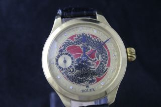 Mens Vintage Engraved Watch Rolex Dragon,  Artwork.