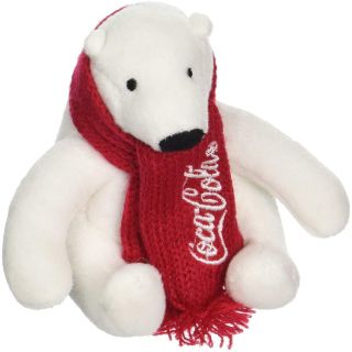 Coca Cola Coke Mini Plush Polar Bear W/ Holiday Red Scarf 4” Stuffed Animal