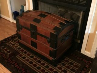 Antique Dome Top Steamer Trunk Chest