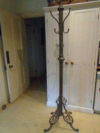 Antique Brass And Cast Iron Coat Stand - Early 20th Century