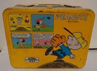 Vtg Peanuts Charlie Brown Snoopy Woodstock Thermos Bottle Lunchbox & Directions