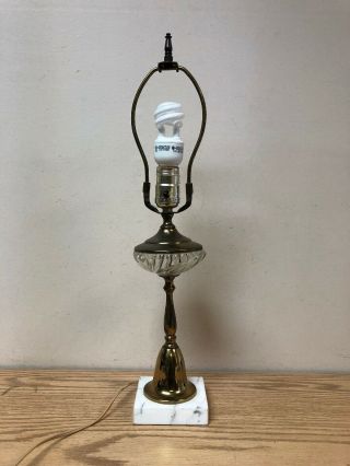 Small Vintage Brass Table Lamp With Marble Base