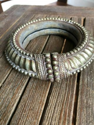 Antique African Arabian Omani Slave Anklet Bangle Silver Tribal Jewelry Art